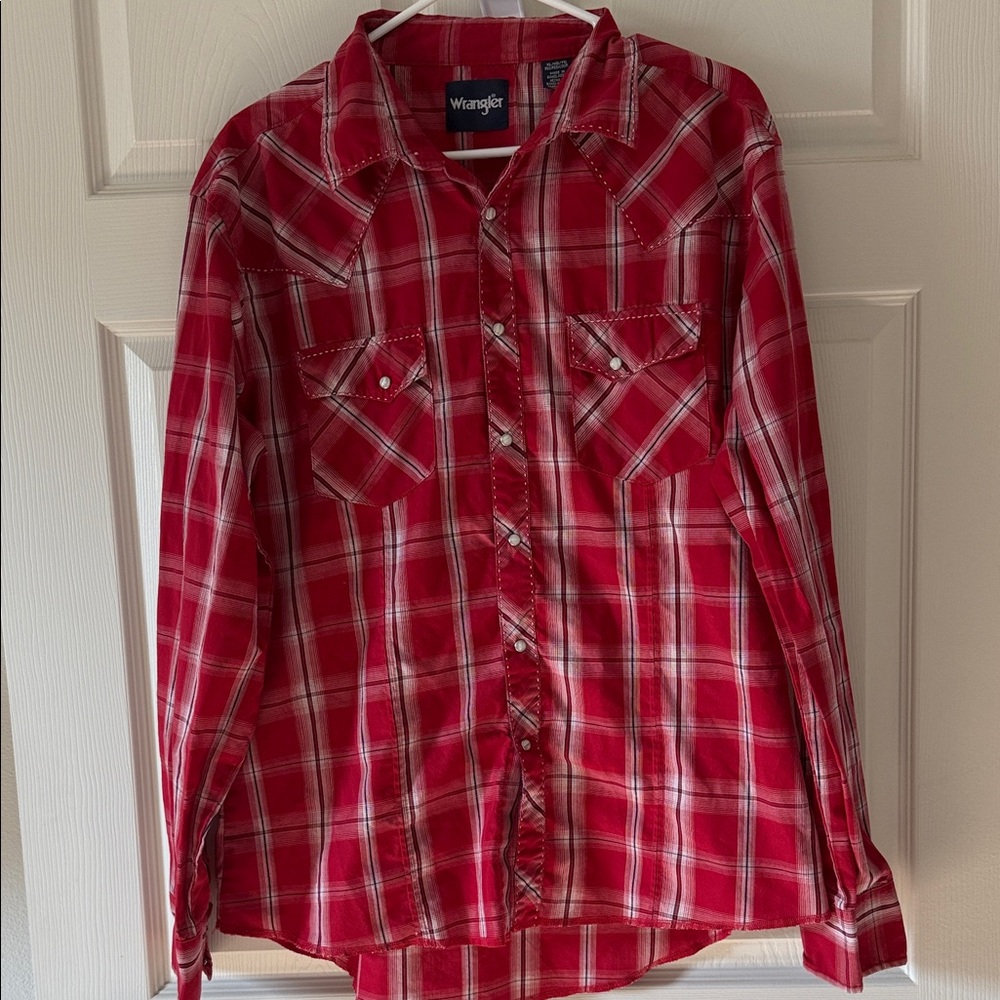 Wrangler Red Checkered Pearl Snap Shirt